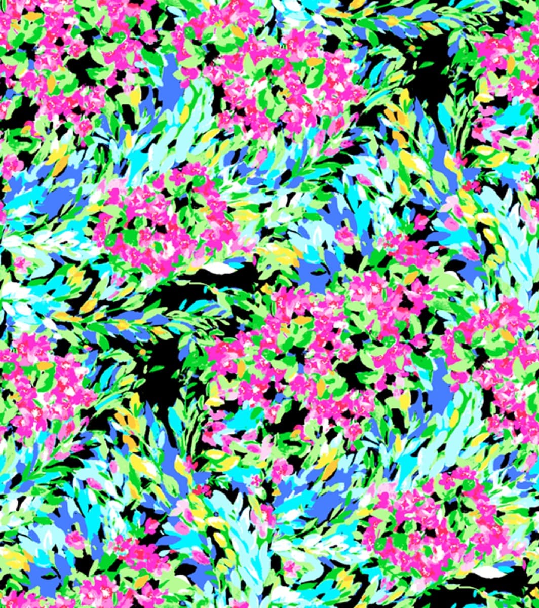 Monet's Meadow print, Black Multi