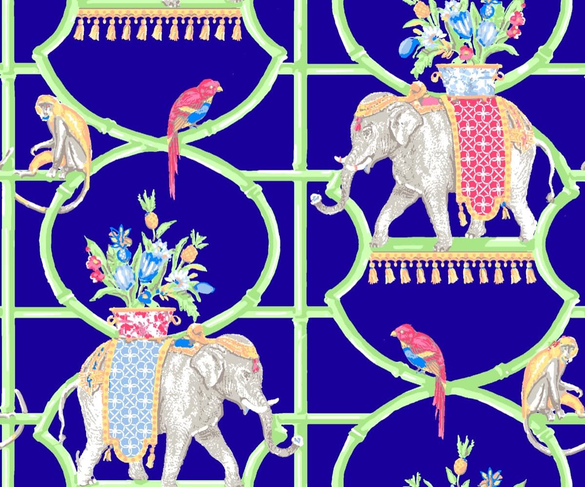 Taj print, Navy Multi